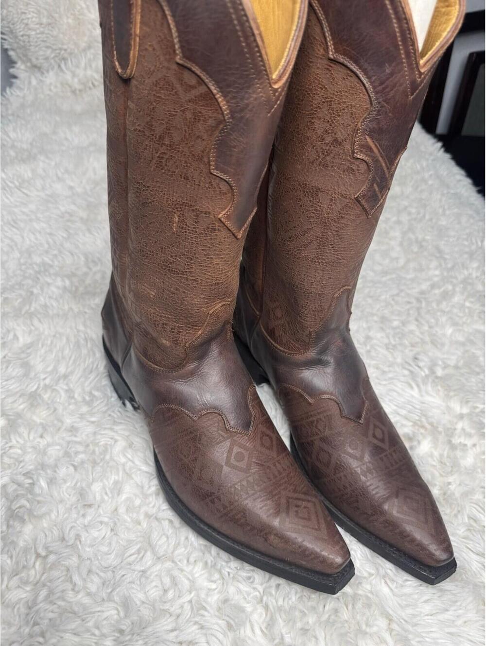 Overland Leather Boots 10 D Distressed Brown Men's